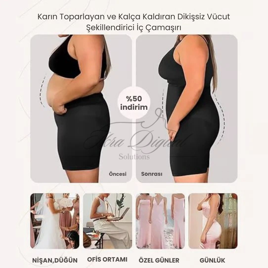 Curveon™ Karın Toparlayan ve Kalça Kaldıran Dikişsiz Vücut Şekillendirici İç Çamaşırı
